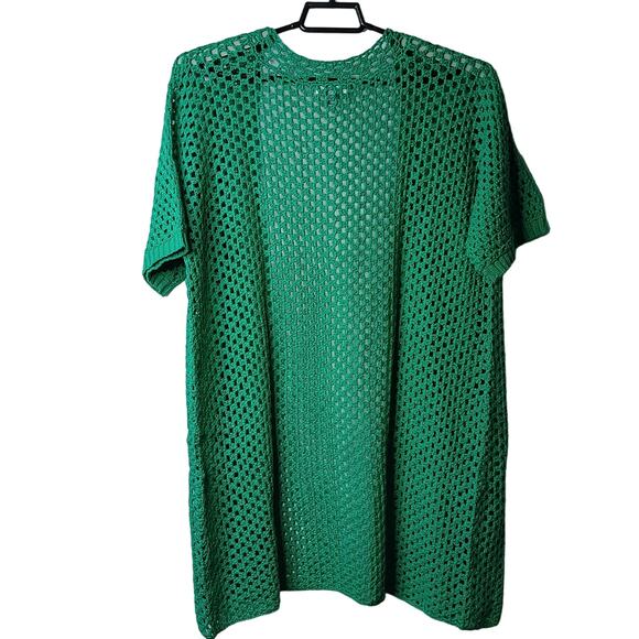 Jessica London Open Knit Crochet Cardigan Sweater Short Sleeves Size 12 - Picture 1 of 7
